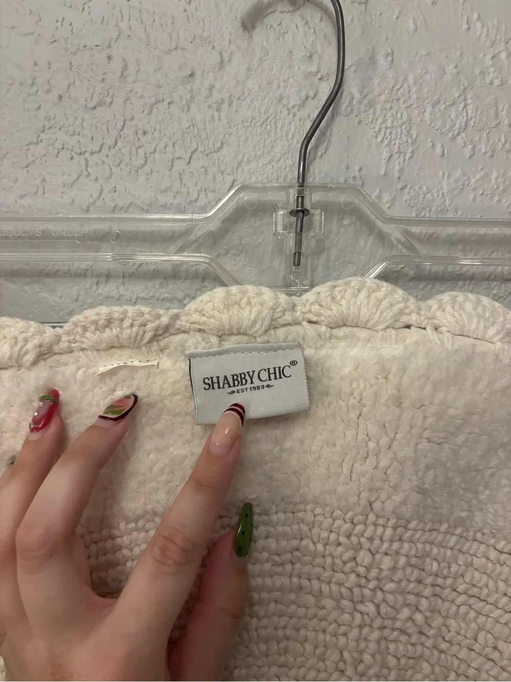 Shabby Chic Rachel Ashwell 100% Cotton Cream Bathmat W Crochet Trim 26.5” EUC
